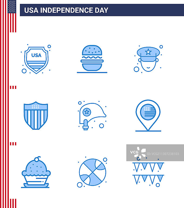 可编辑线条包美国日9款简约蓝色图片素材