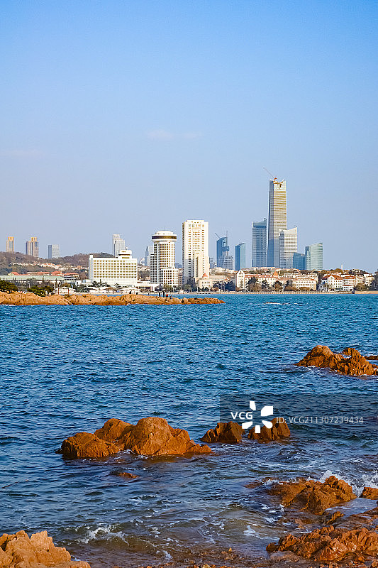 青岛海岸线青岛海滨风光青岛旅游秋冬季图片素材