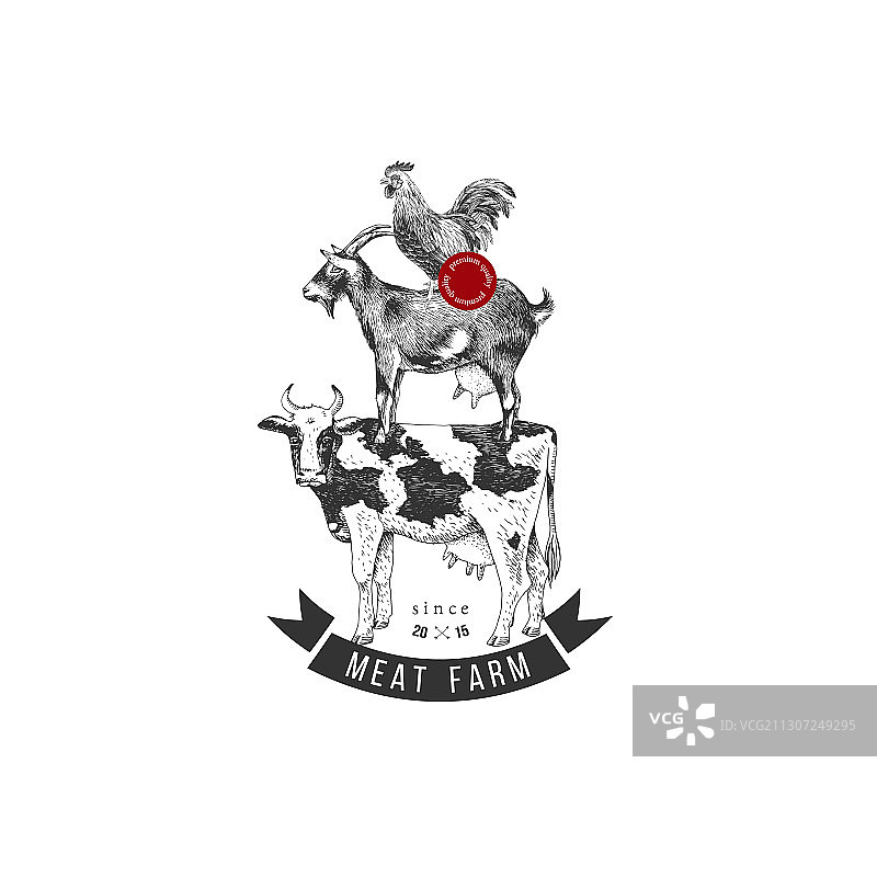 手绘肉类农场标志图片素材