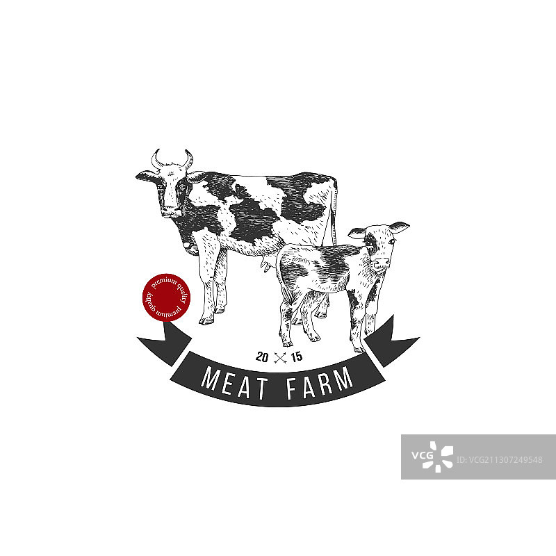 手绘肉类农场标志图片素材