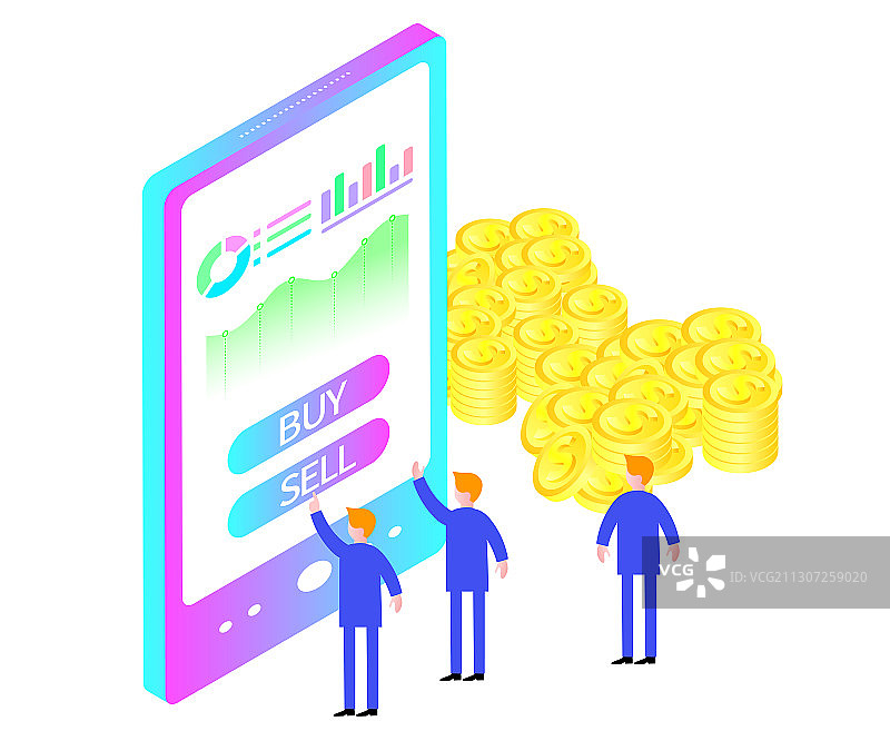移动商务金融理财矢量插画素材图片素材