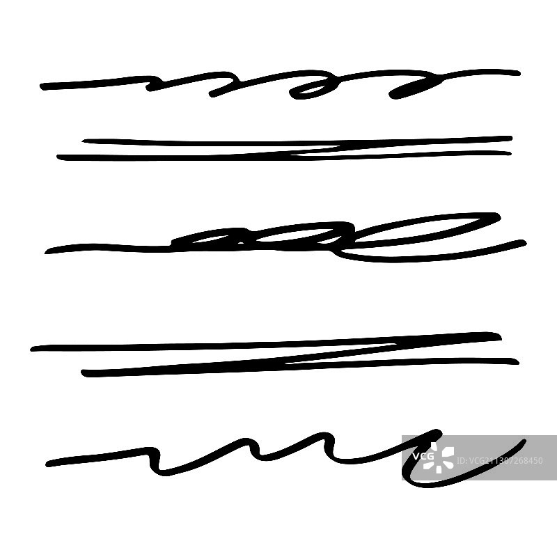 黑色墨水笔刷线条笔触合集图片素材