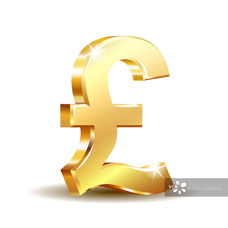闪亮的金色英镑货币符号图片素材