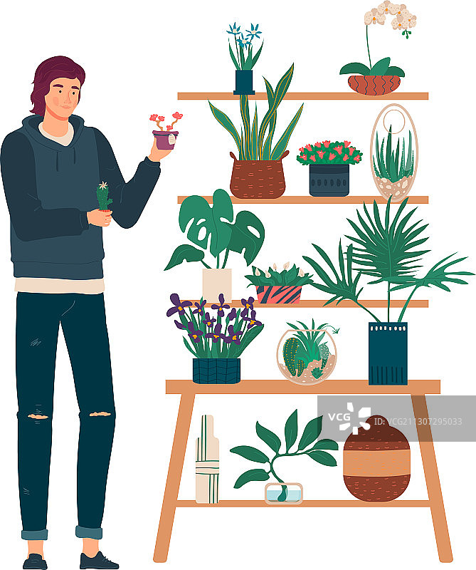 在家庭花园里的人物卡通图片素材