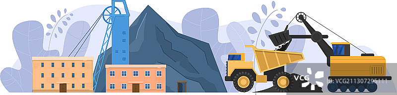 卡通扁平矿山工业图片素材