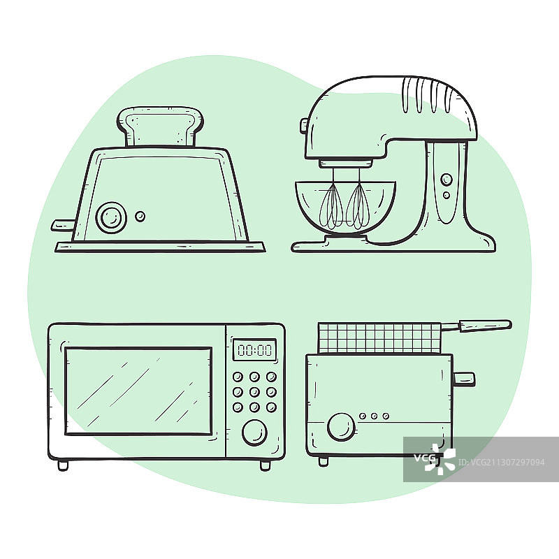 厨房电器涂鸦图片素材