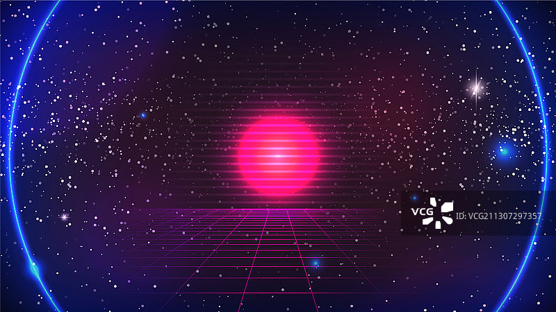 合成器浪潮复古未来网格背景图片素材