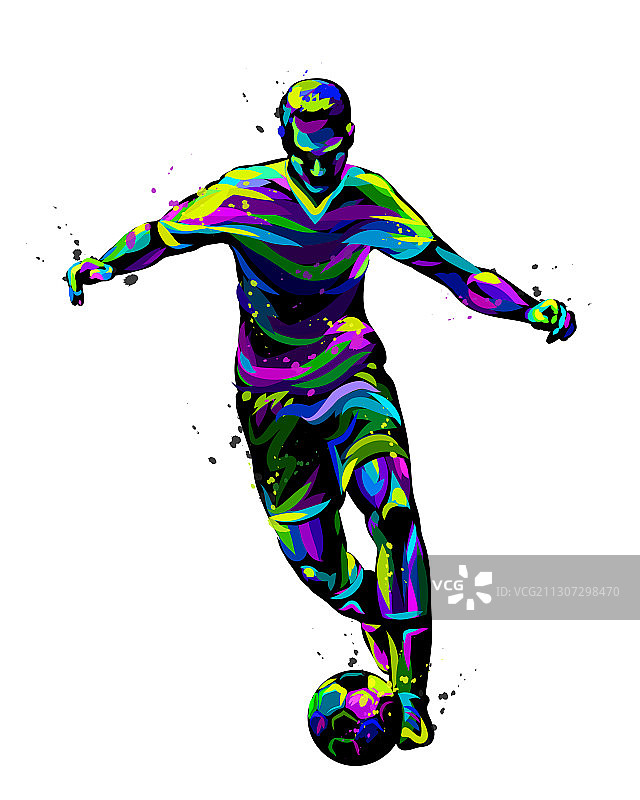 抽象图形：带球的足球运动员图片素材