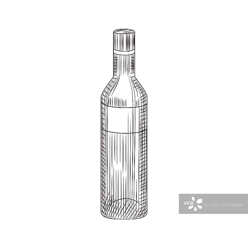 手绘复古伏特加酒瓶图片素材