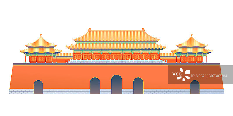 北京故宫午门古建筑矢量插画图片素材