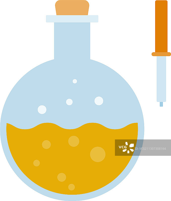 带移液器图标的实验室灯泡（扁平风格）图片素材