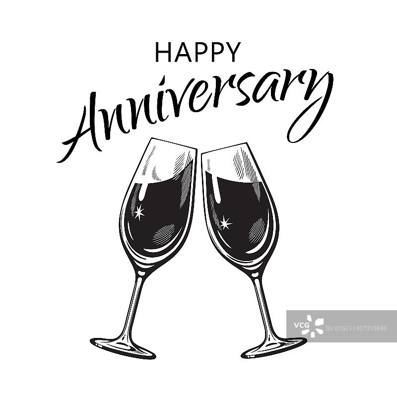 结婚纪念日快乐，短信和两张闪闪发光的卡片图片素材