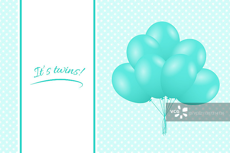 气球双胞胎贺卡图片素材
