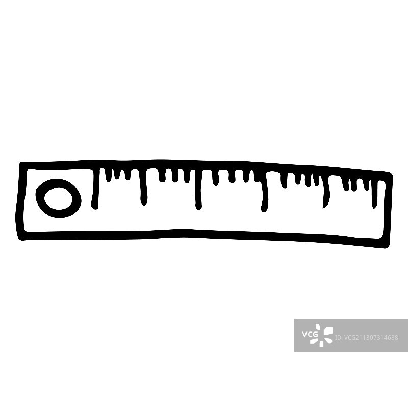 手绘尺子涂鸦图标（白色背景）图片素材