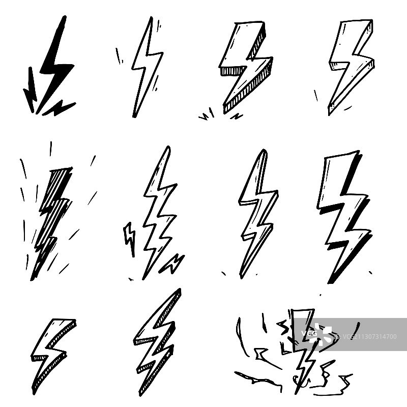 设置手绘涂鸦电闪电图片素材