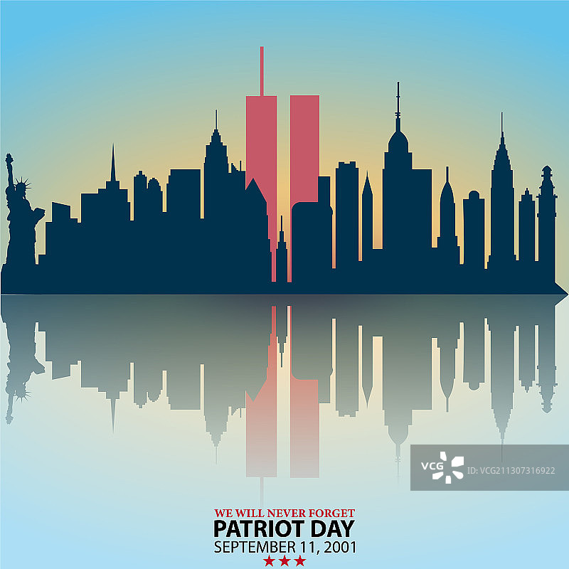 纽约市天际线与双子塔（2001年9月11日）图片素材