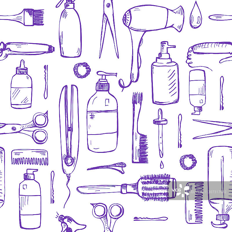 手绘野兔图案无缝背景图片素材