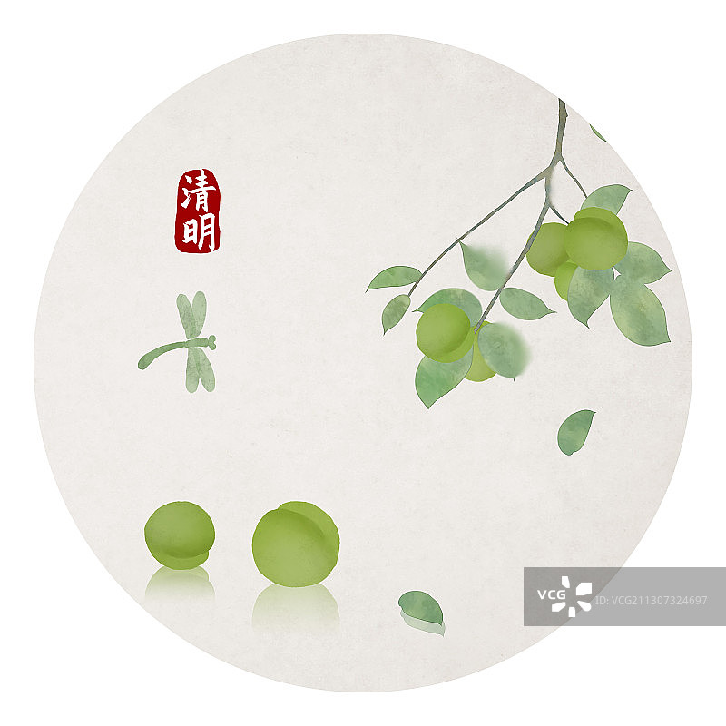清明节气中国风圆形插画图片素材