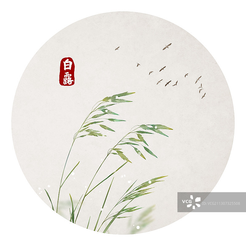白露节气中国风圆形插画图片素材