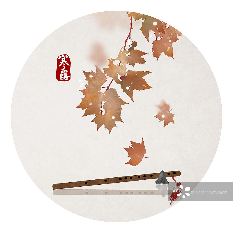 寒露节气中国风圆形插画图片素材