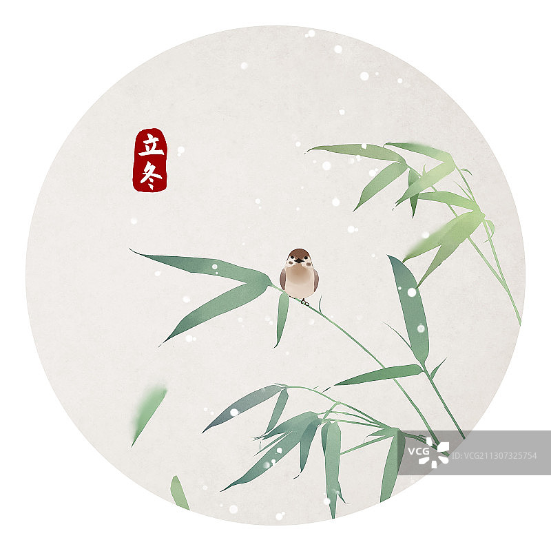 立冬节气中国风圆形插画图片素材