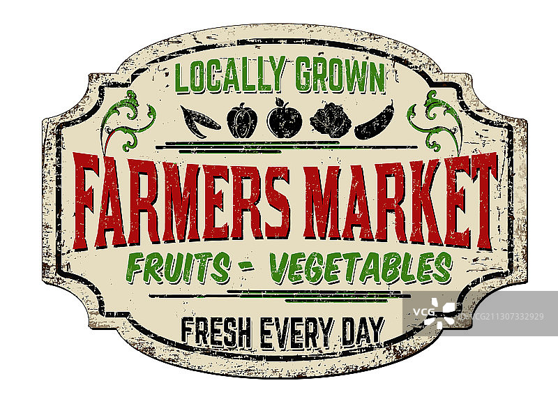 复古农贸市场锈迹金属标牌图片素材