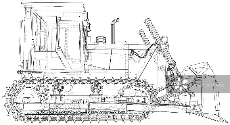 强大的液压推土机线框车辆图片素材