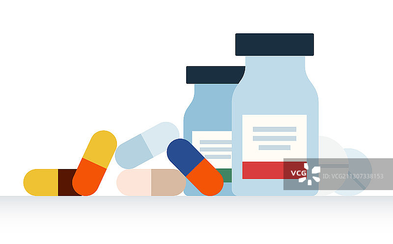 玻璃罐中的药瓶药片图片素材