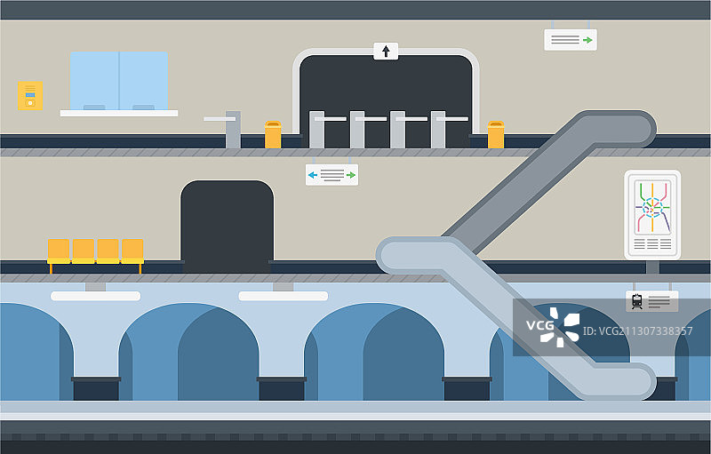 地铁站的过渡自动扶梯图片素材