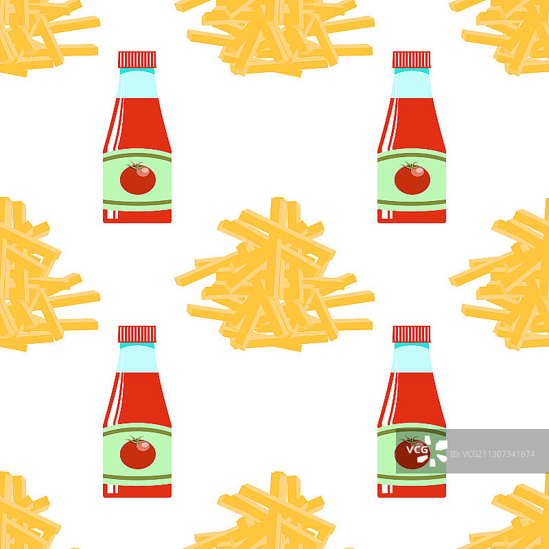 炸薯条番茄酱无缝图案图片素材