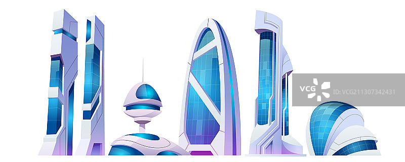 具有玻璃外墙的未来城市建筑图片素材