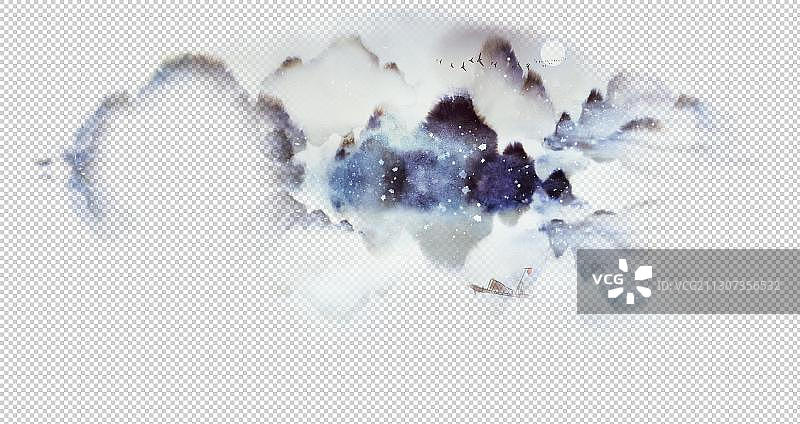 山川风景插画元素图片素材