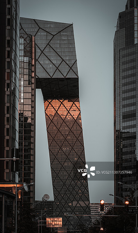 夕阳下的北京CBD图片素材