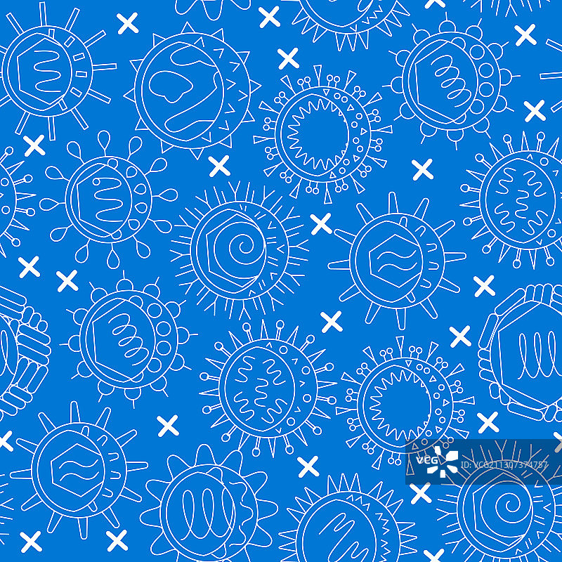 细线风格的病毒类型无缝图案图片素材