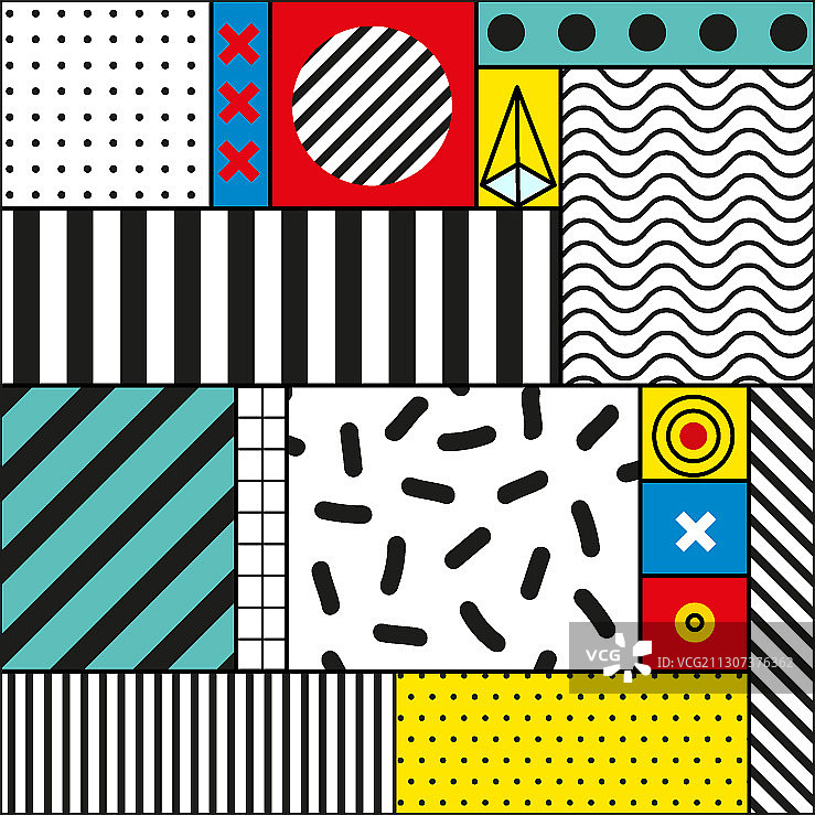 孟菲斯风格几何无缝图案图片素材