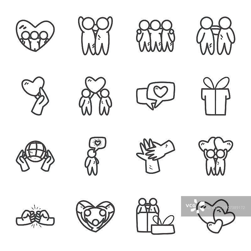 人物朋友线性风格图标头像图片素材