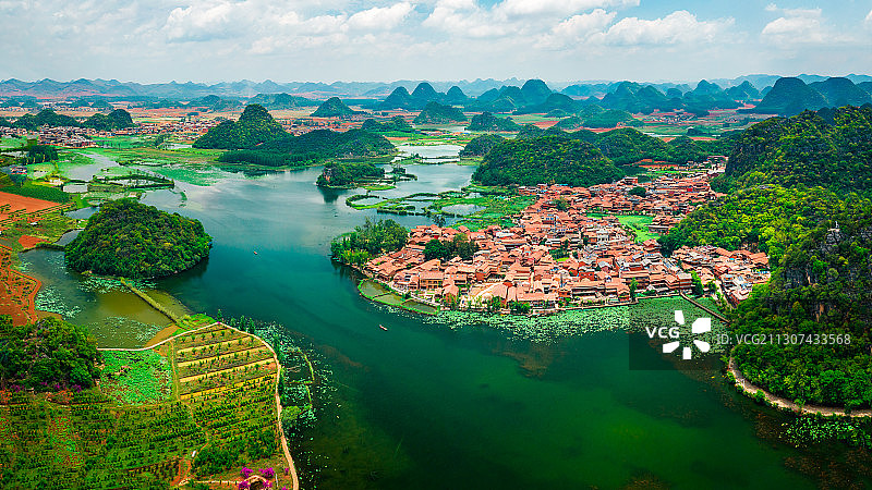 云南文山州丘北县普者黑景区自然风光图片素材