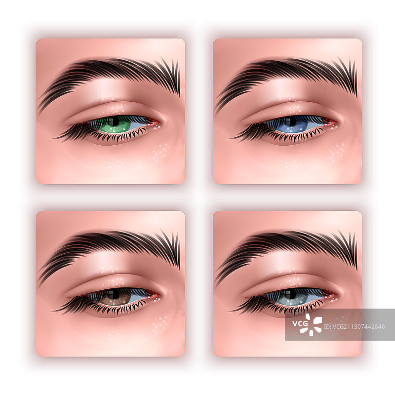 一组逼真风格的女性眼睛图片素材