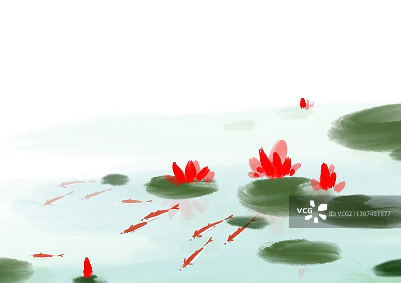 水墨画唐诗插图荷花别样红图片素材