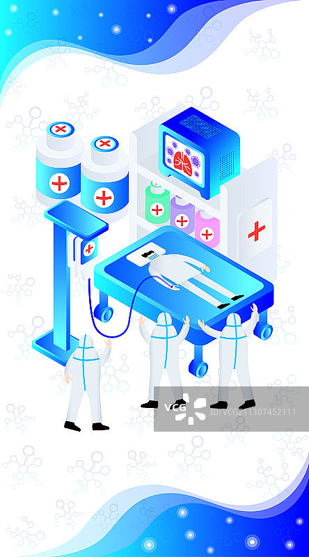 医护人员紧急抢救病人矢量插画图片素材