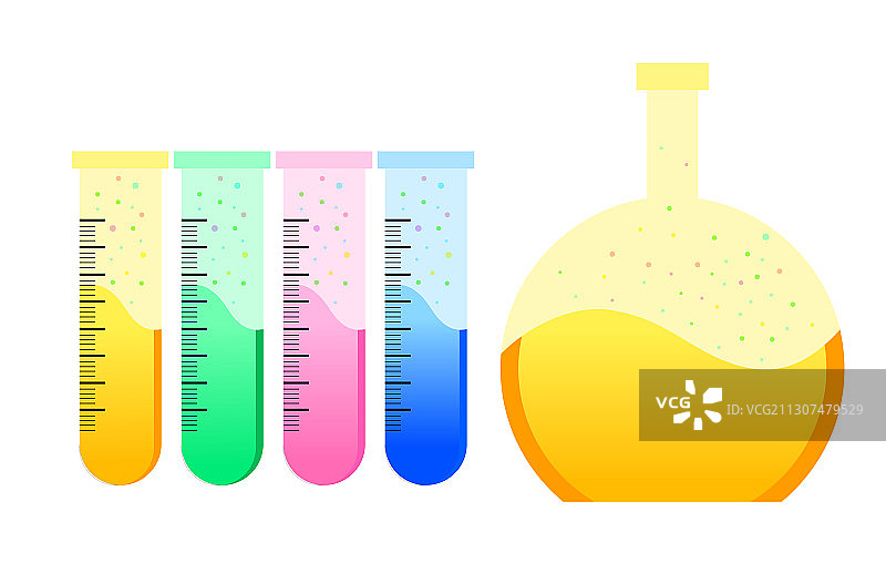医疗试管和圆形烧瓶矢量插画素材图片素材
