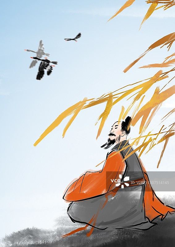 中国风著名诗人文学插画图片素材