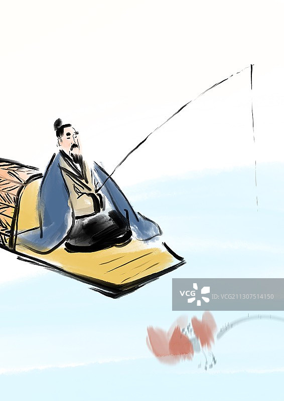 中国风著名诗人文学插画图片素材