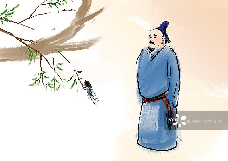 中国风著名诗人文学插画图片素材