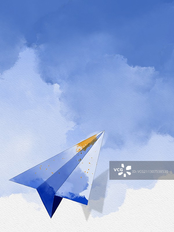 水彩 纸飞机图片素材