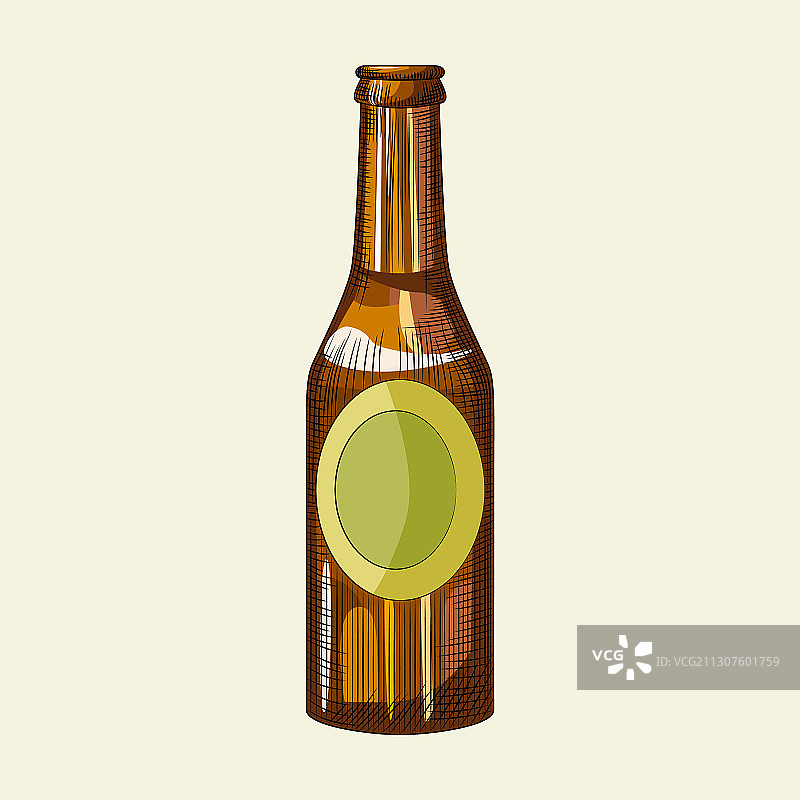 浅色背景上手绘啤酒瓶图片素材