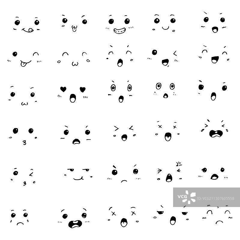 手绘涂鸦可爱卡通面孔素材图片素材