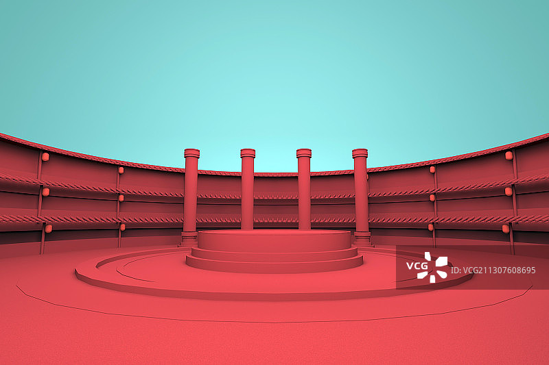 3D渲染的几何图形场景图图片素材