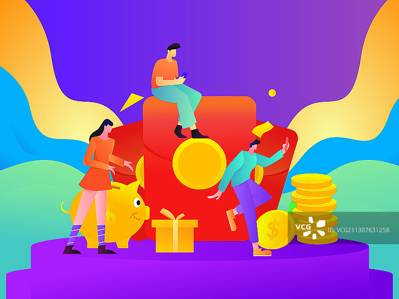 邀请好友获得红包礼物活动背景矢量卡通插画图片素材