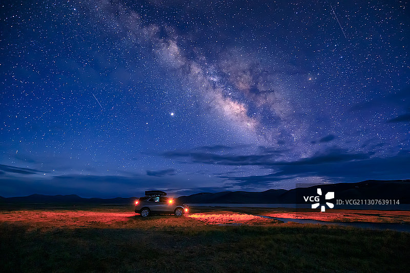 中国西藏阿里银河星空夜晚风光图片素材